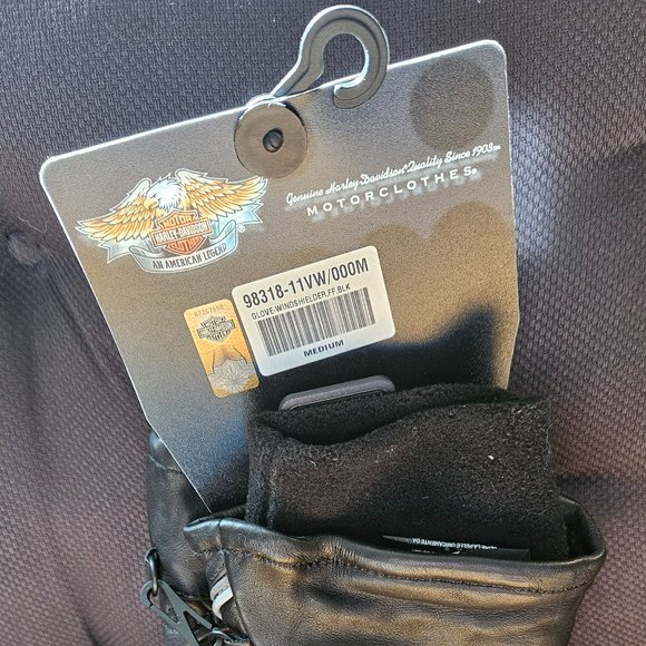 NWT Harley-Davidson Womens Windshielder Gauntlet Leather Gloves, Black - Medium - Picture 5 of 6